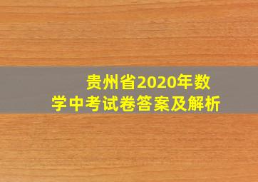 贵州省2020年数学中考试卷答案及解析