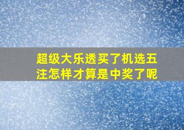 超级大乐透买了机选五注怎样才算是中奖了呢