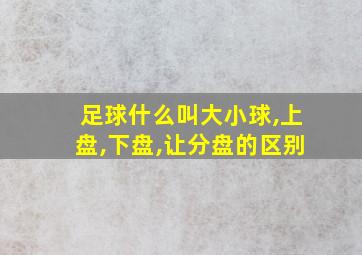 足球什么叫大小球,上盘,下盘,让分盘的区别