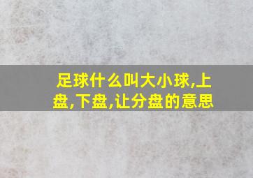 足球什么叫大小球,上盘,下盘,让分盘的意思