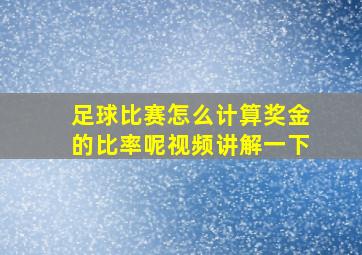 足球比赛怎么计算奖金的比率呢视频讲解一下