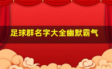 足球群名字大全幽默霸气