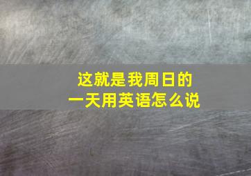 这就是我周日的一天用英语怎么说