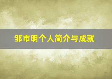 邹市明个人简介与成就