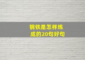 钢铁是怎样炼成的20句好句