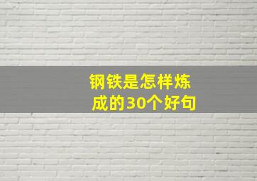 钢铁是怎样炼成的30个好句