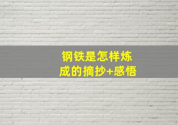 钢铁是怎样炼成的摘抄+感悟