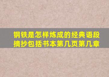 钢铁是怎样炼成的经典语段摘抄包括书本第几页第几章