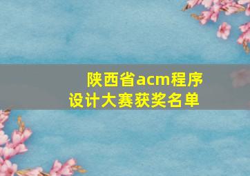 陕西省acm程序设计大赛获奖名单