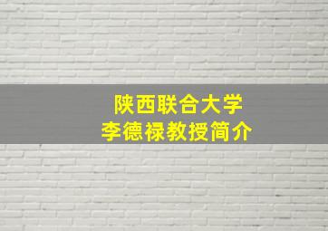 陕西联合大学李德禄教授简介