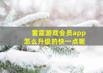 雷霆游戏会员app怎么升级的快一点呢