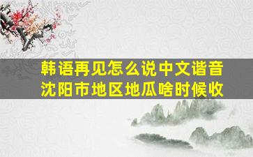 韩语再见怎么说中文谐音沈阳市地区地瓜啥时候收