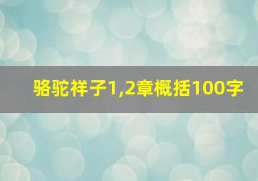 骆驼祥子1,2章概括100字