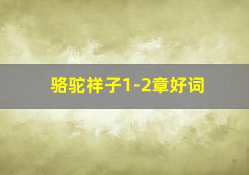 骆驼祥子1-2章好词