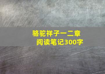 骆驼祥子一二章阅读笔记300字