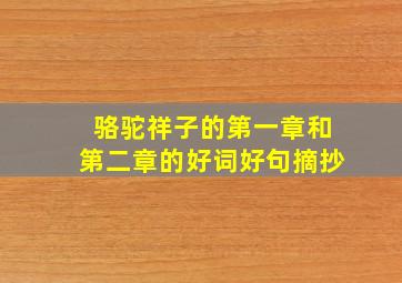 骆驼祥子的第一章和第二章的好词好句摘抄