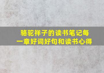 骆驼祥子的读书笔记每一章好词好句和读书心得