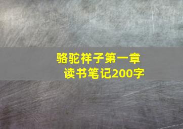 骆驼祥子第一章读书笔记200字