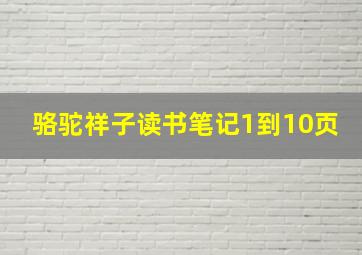 骆驼祥子读书笔记1到10页