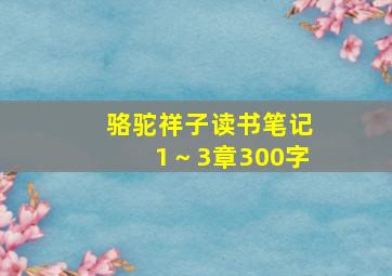 骆驼祥子读书笔记1～3章300字