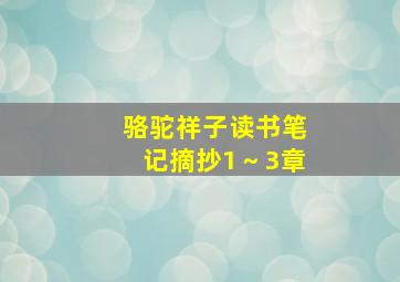 骆驼祥子读书笔记摘抄1～3章