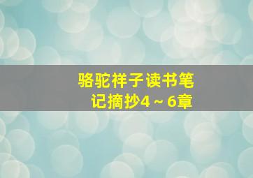 骆驼祥子读书笔记摘抄4～6章