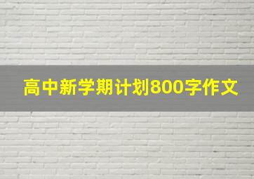 高中新学期计划800字作文