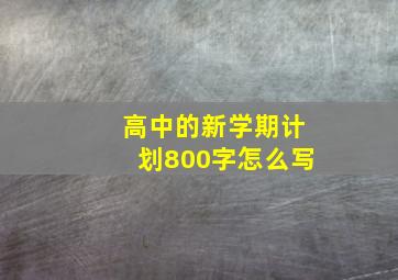 高中的新学期计划800字怎么写