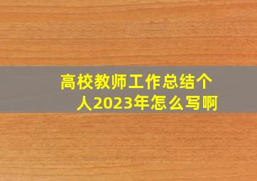 高校教师工作总结个人2023年怎么写啊