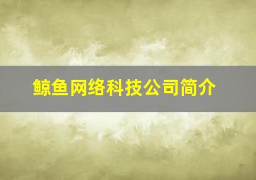 鲸鱼网络科技公司简介