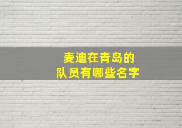 麦迪在青岛的队员有哪些名字