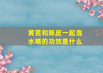 黄芪和陈皮一起泡水喝的功效是什么