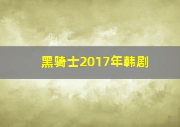 黑骑士2017年韩剧